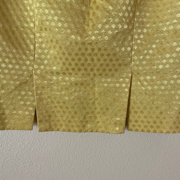 Antonio Melani Yellow Jacquard Polka Dot Pencil Skirt Size 8 - Picture 6 of 11